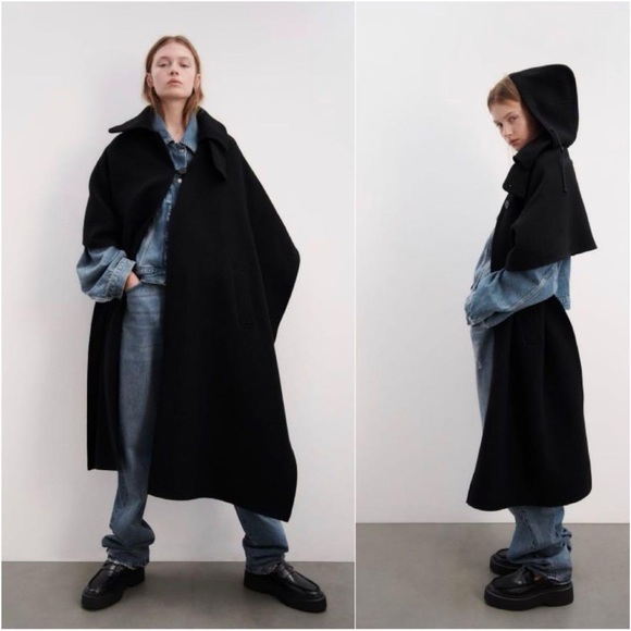 ZARA ~ HOODED WOOL CAPE ZW LIMITED EDITION - Picture 5 of 17
